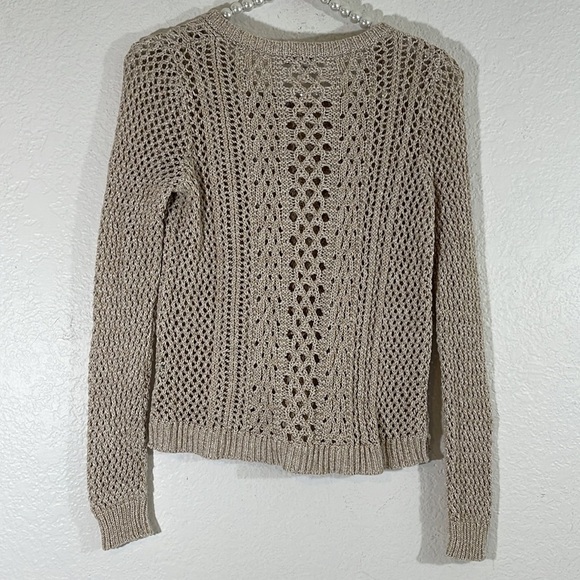 MADEWELL Summer Stitch Pullover Crochet Sweater Open Knit Tan Long Sleeves XS - Picture 7 of 11